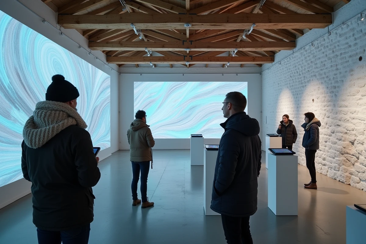 Exposition d'art numérique de Trixhentzi dans une galerie bretonne alliant architecture traditionnelle et création contemporaine